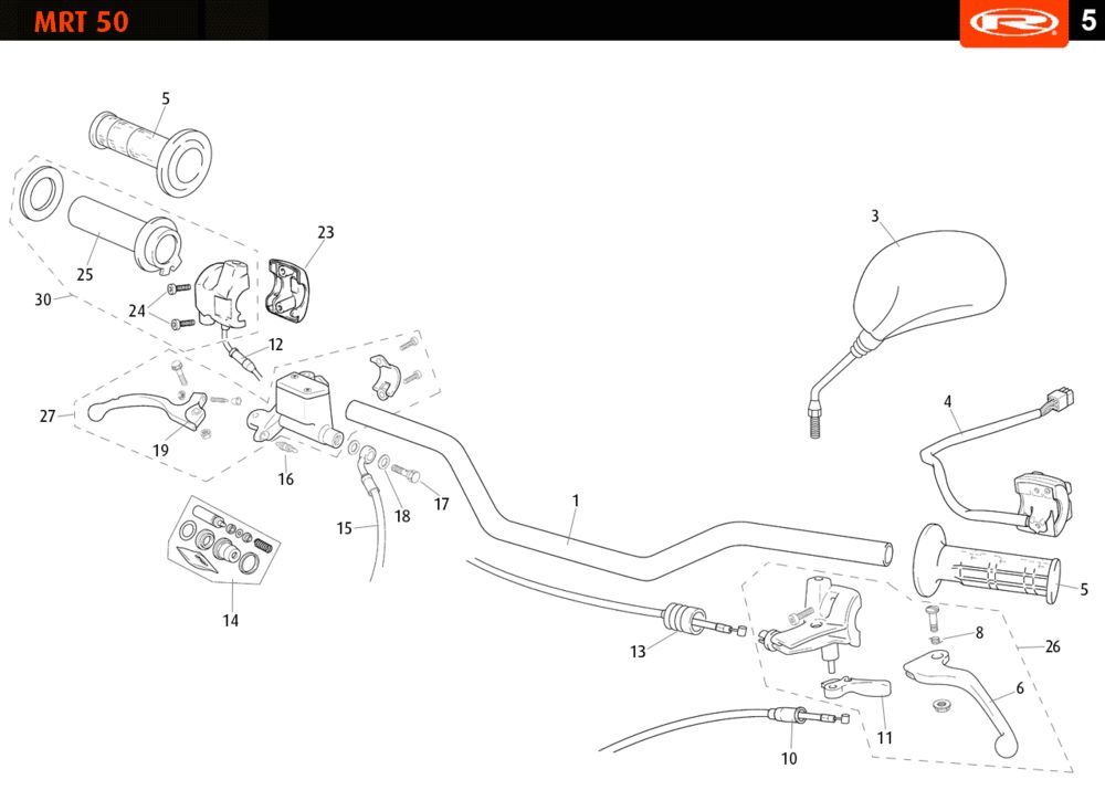 Części kierownicy - Lusterka Rieju MRT SM niebieski lim 2010 2-suwowy