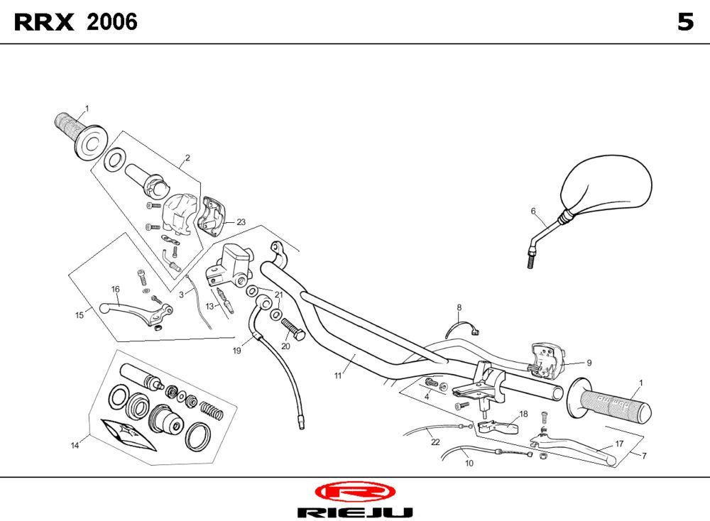 Części kierownicy- Lusterka Rieju RRX niebieskie 2009 2-suwowe