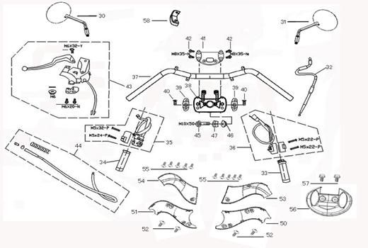 Części kierownicy AGM Joy czerwone