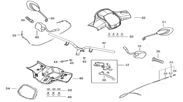 Części kierownicze AGM Star50 creme zielone