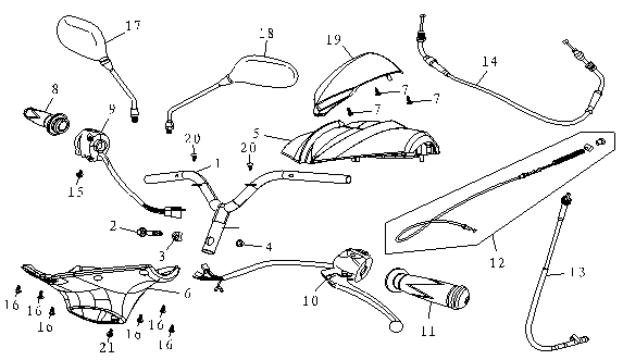 Części kierownicze China lis niebieski mat