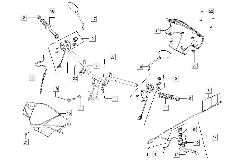 Części kierownicze Kymco Agility 10' 4-suwowy srebrny