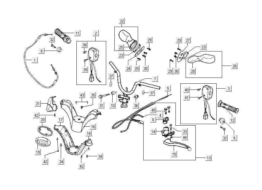części kierownicy Kymco Grand Dink 2-suwowy tytan