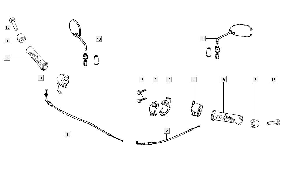 Stuur - Onderdelen stuur Kymco K-Pipe 4-takt Wit