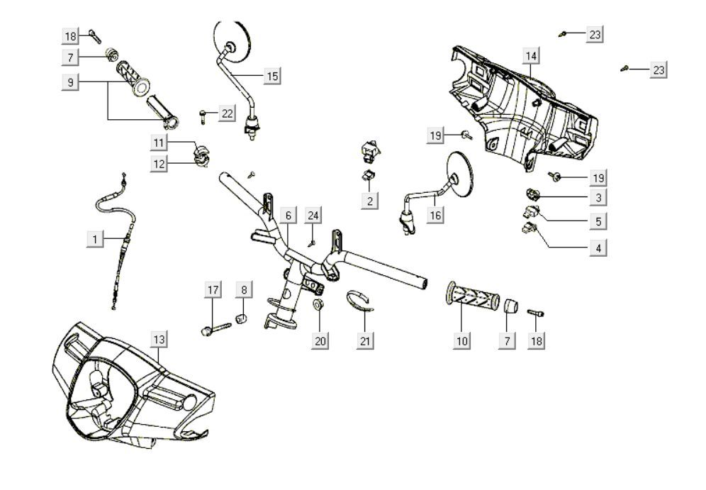 Części kierownicy Kymco Like 200i Czarny