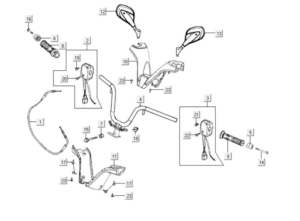 Stuur - Onderdelen stuur Kymco New Dink 200i