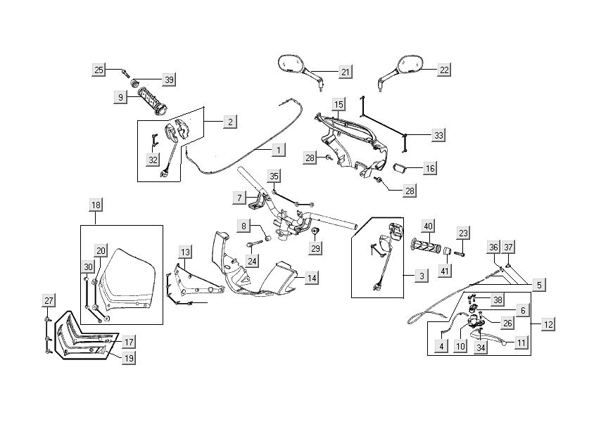 Części kierownicy Kymco People S 4-suwowy czarny mat