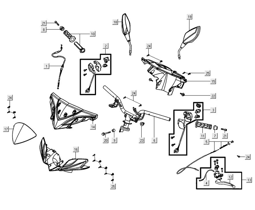 Części kierownicy Kymco Super 8 Street 4-suwowy niebieski