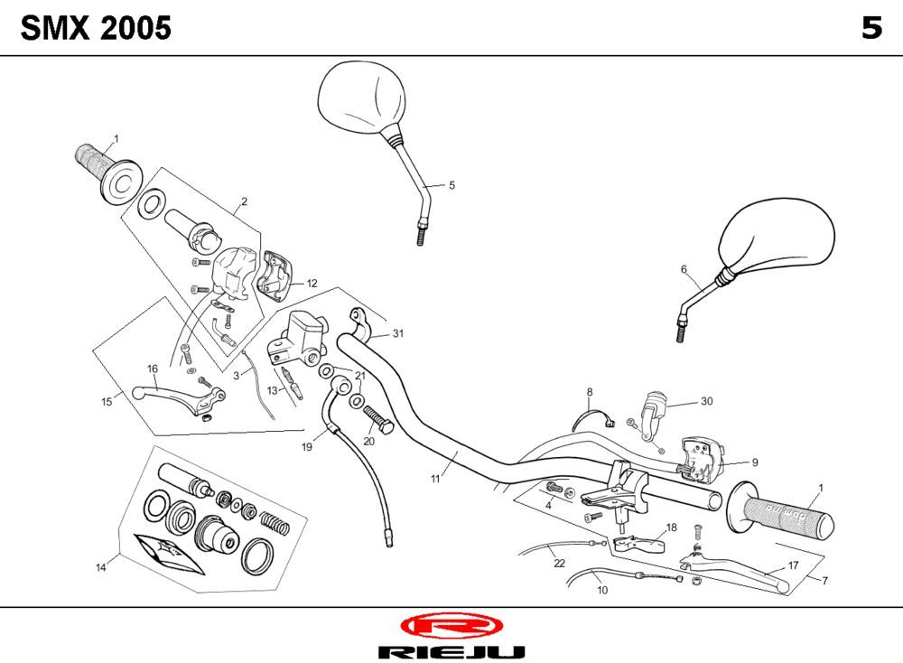 Części kierownicze Rieju SMX niebieskie 2006 2-suwowe