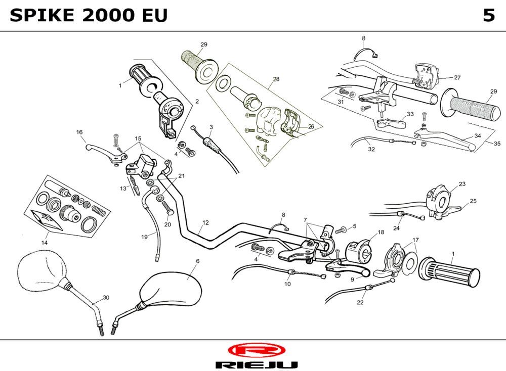 Części kierownicze Rieju Spike niebieskie 2001 2-suwowe