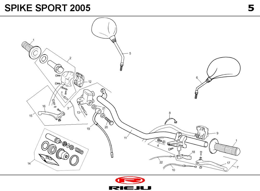 Części kierownicze Rieju Spike żółty 2007 2-suwowy