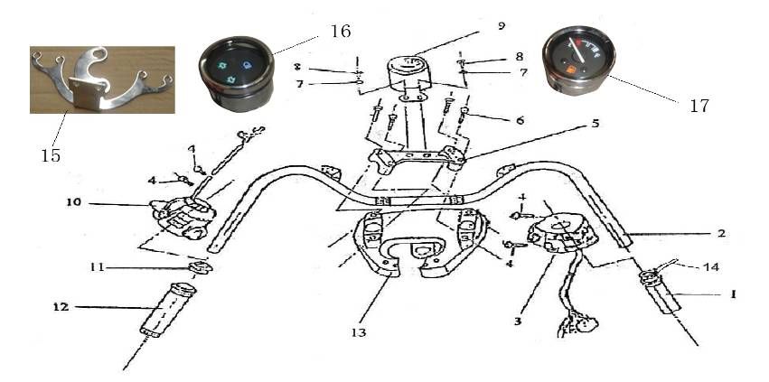 Części kierownicze Rover Classic 125cc