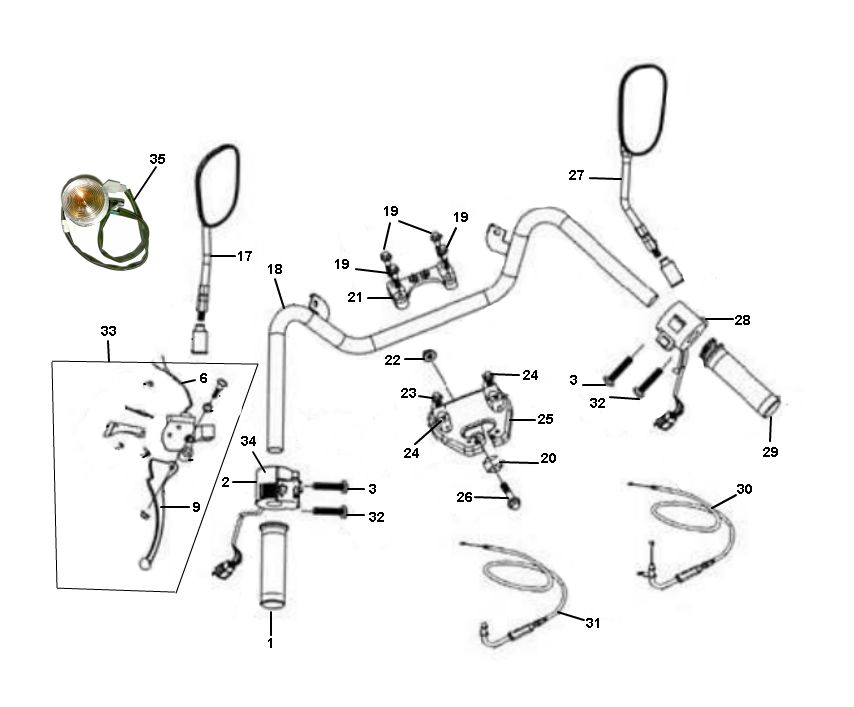 Części kierownicze Senzo Retro GT2 4-suwowy