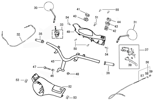 Części kierownicze Turbo RL 125cc czarne