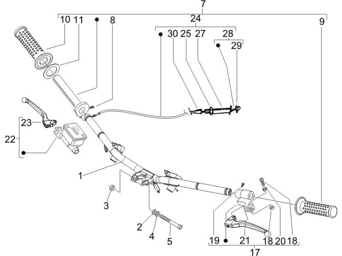 Części układu kierowniczego Vespa Lx 2-suwowy