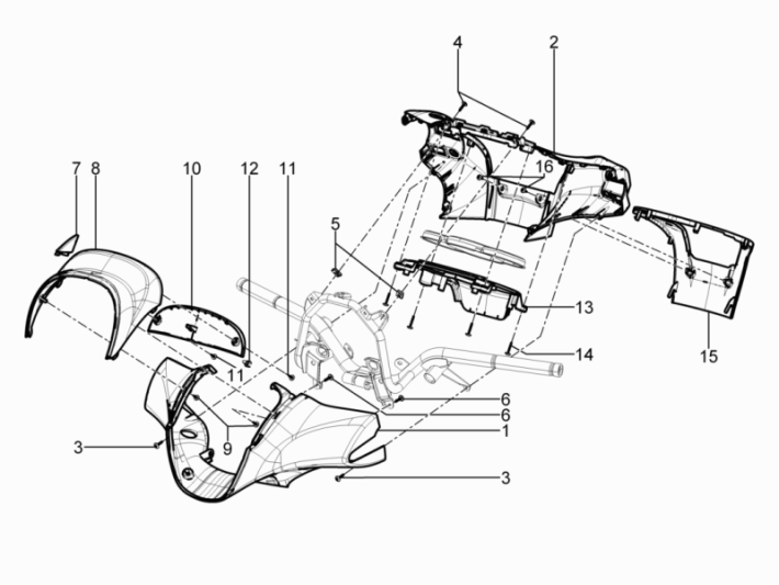 Osłony kierownicy Piaggio Beverly 350 E3 Sport Touring 2013-2014 czarny mat 93/B