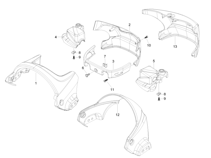 Osłony kierownicy Piaggio Beverly 500 E3 2007-2012 szare 780/A