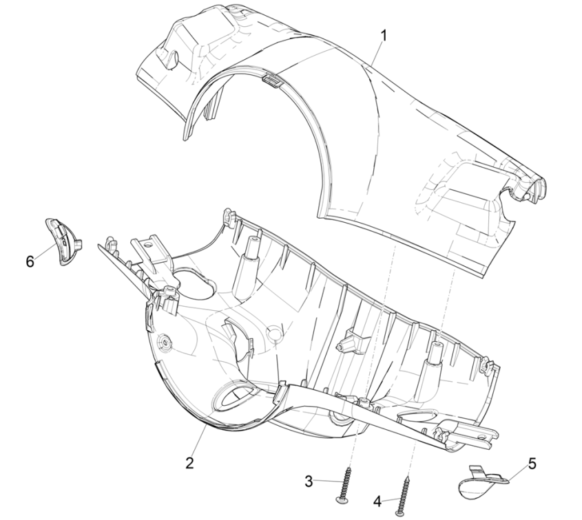Vespa Electric 45KM/H E5 2021 (EMEA)-Stuurkappen Vespa Elettrica 45KM/H E5 2021 (EMEA)