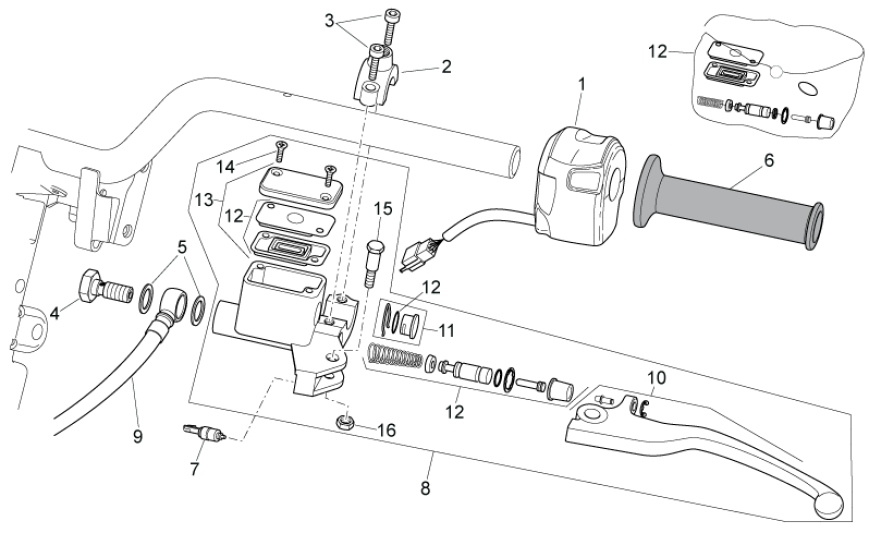 Pokrętła sterowania/przełączniki lewe Aprilia SR 50 H2O ie+carb 2004-2009