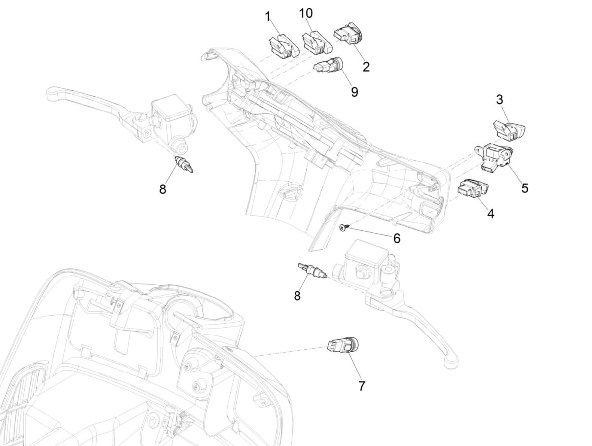 Vespa GTS 300 HPE 4T 4V IE ABS E4 2019 wyłącznik rozrusznika (EMEA)