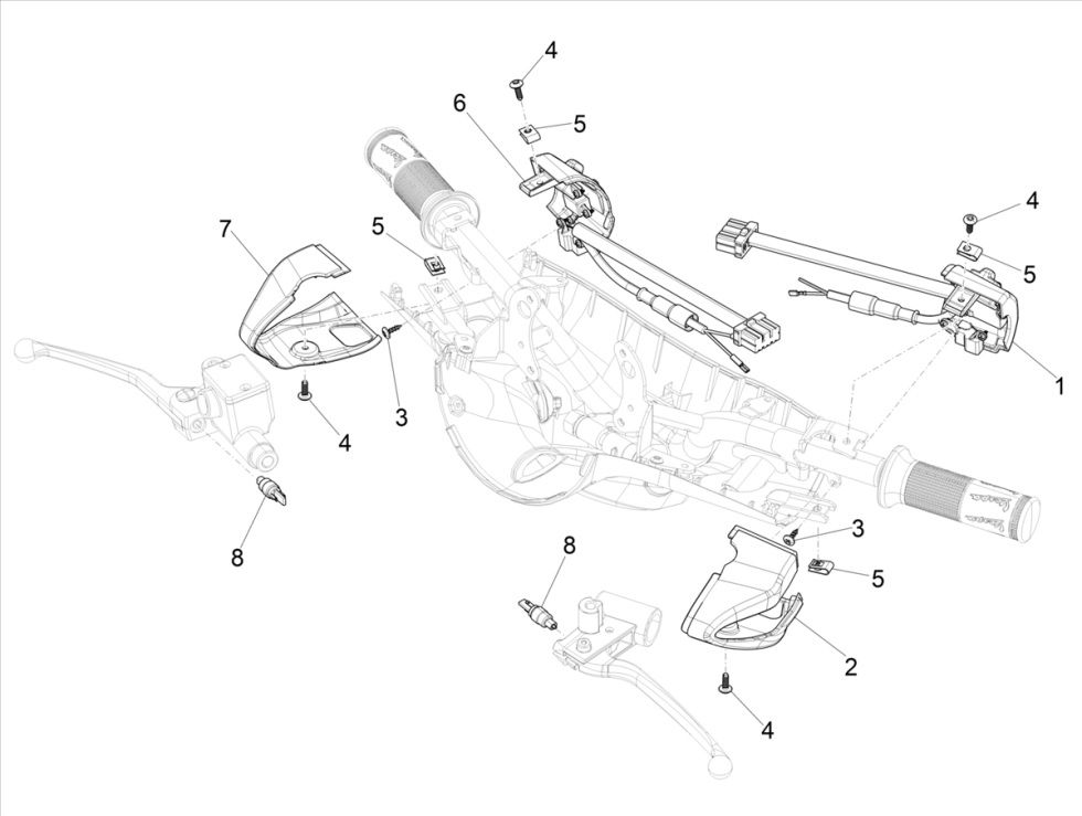 Vespa Primavera 4-suwowy przełącznik kierowniczy 3V (wtrysk euro5 IGET)