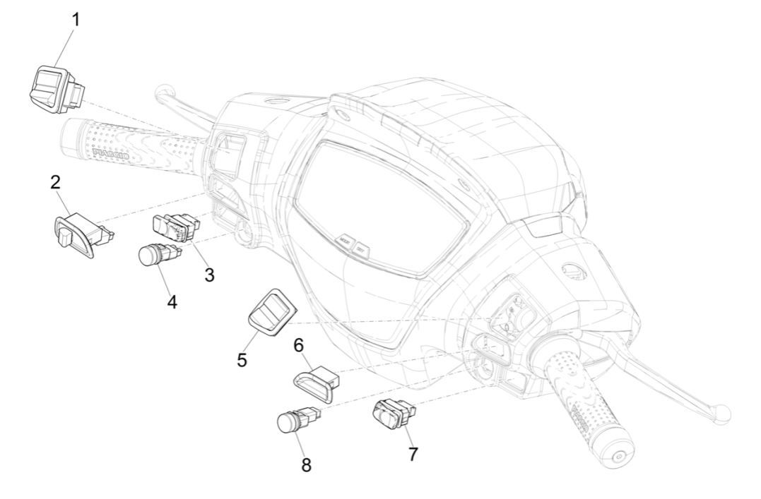 Przełączniki kierownicze Piaggio Medley 125 ABS E5 2021-2022 (EMEA)