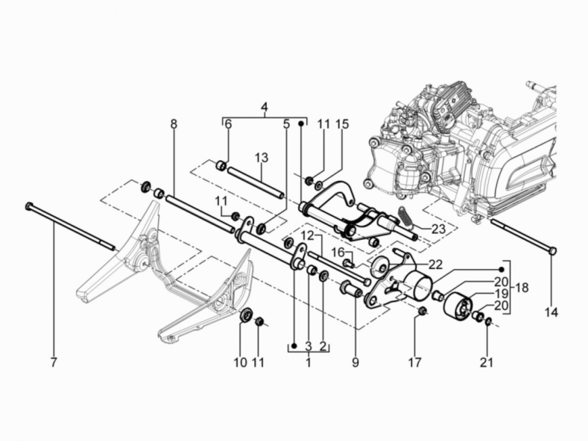Piaggio Beverly 300 IE ABS E4 2016 - 2020 rama pomocnicza (EMEA)