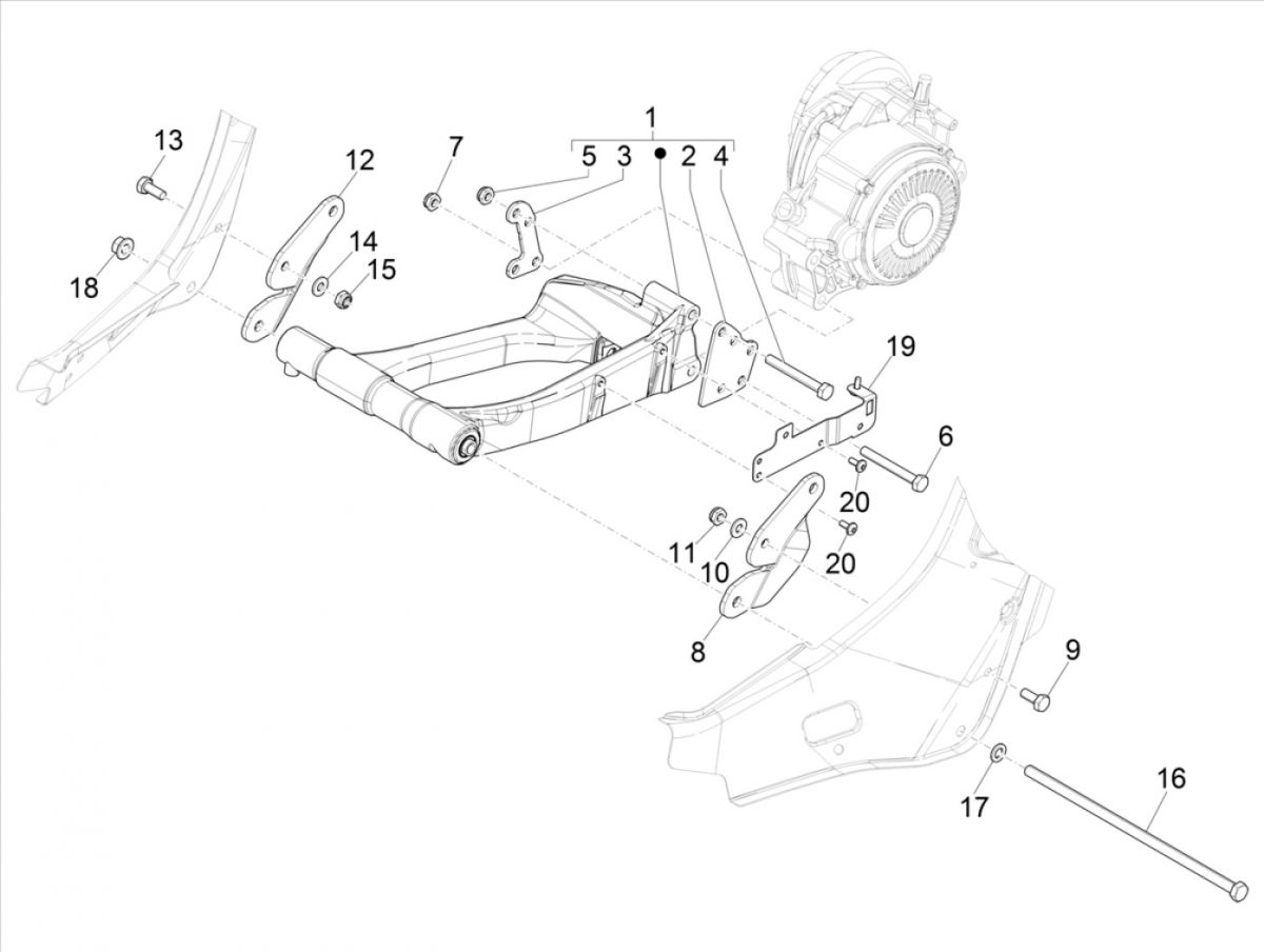 Rama pomocnicza Vespa Elettrica 25/KMH SCH E5 2021 (EMEA)