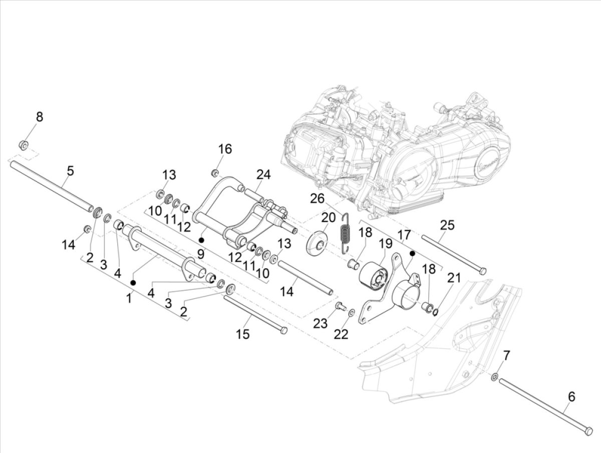Rama pomocnicza Vespa GTS 300 HPE 4T 4V IE ABS E4 2019 (EMEA)
