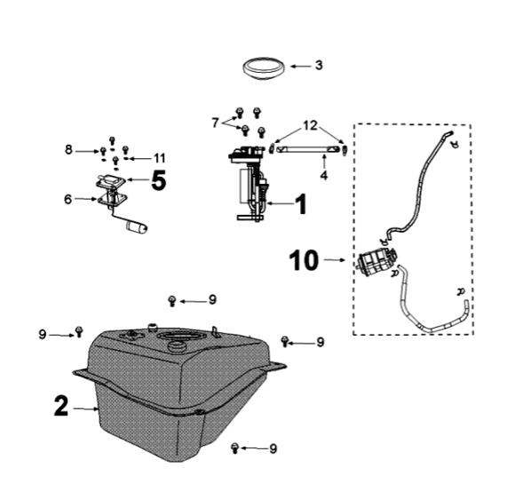 Tank and pump Peugeot Tweet 125 EFI YO N SBC E4 2018-2020