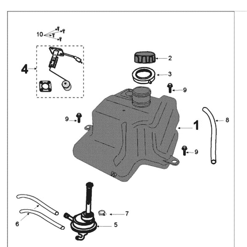 Zbiornik i benzyna Peugeot Kisbee brązowy