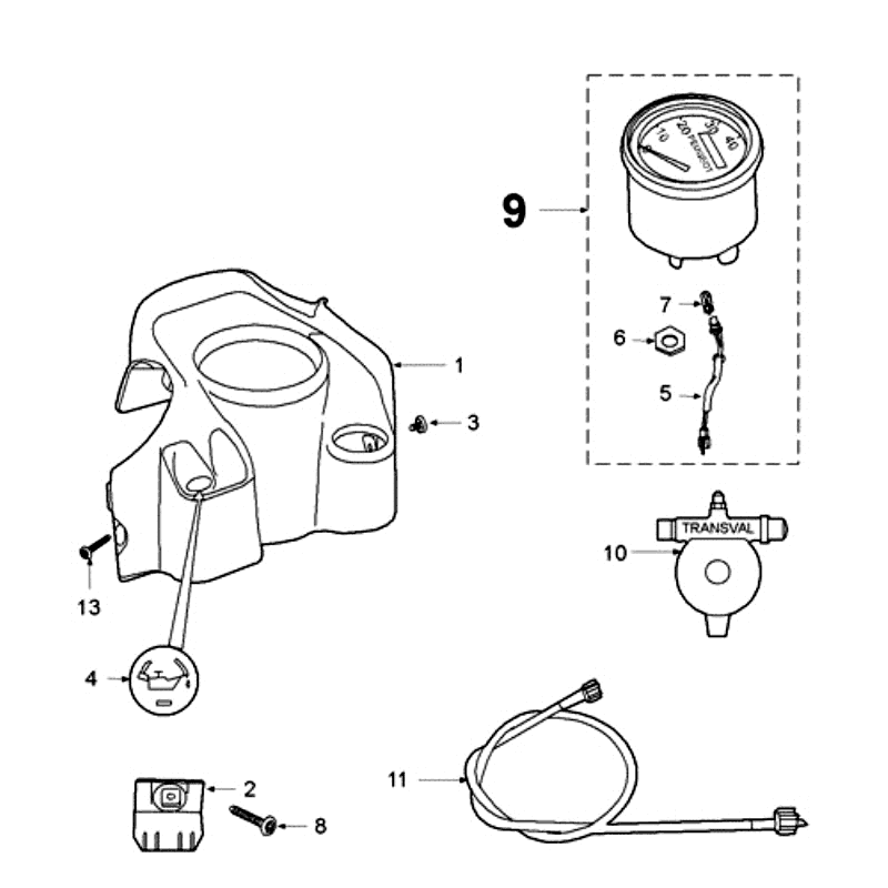 Licznik - Zbiornik oleju Peugeot Fox czerwony