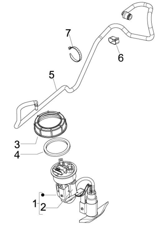 Piaggio Beverly 125 RST 4T 4V IE E3 2010-2015 system zasilania (EMEA)
