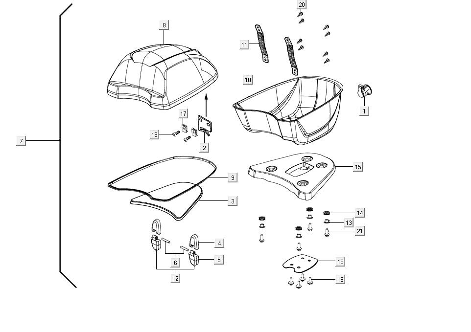 top case części AGILITY 16+ 4T 200i Matt Metallic Jasnoniebieski