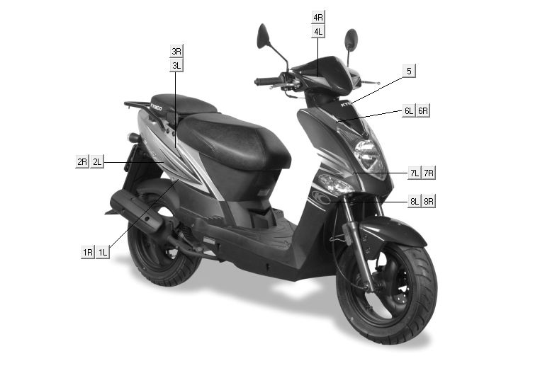 Transfers-Naklejki Kymco Agility Fat 12' 4-suwowy biały