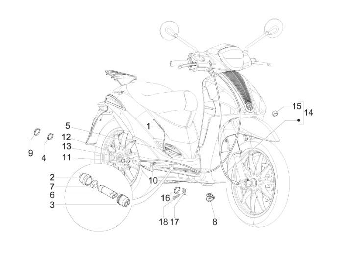 Kilometr - Linka hamulcowa Piaggio Liberty 2-suwowa