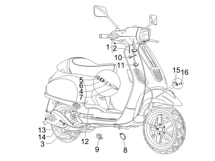 Przewody Vespa S 2-suwowe