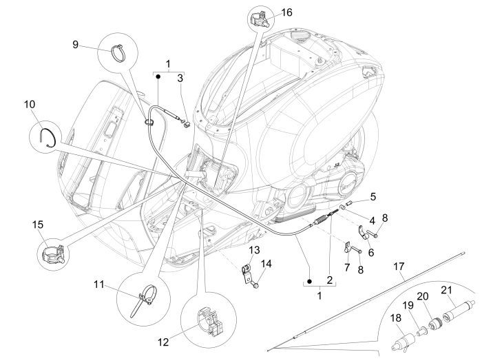 Przewody Vespa Primavera 2-suwowe