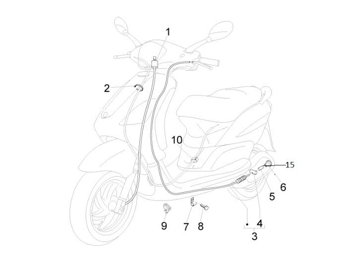 Kilometr - Linka hamulcowa Piaggio New Fly 4-suwowy 2-zawór