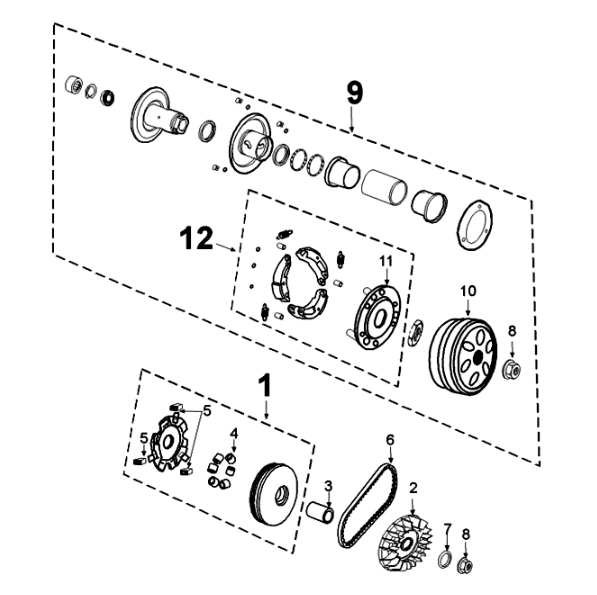 Transmission Peugeot Tweet 125 EFI YO N SBC E4 2018-2020