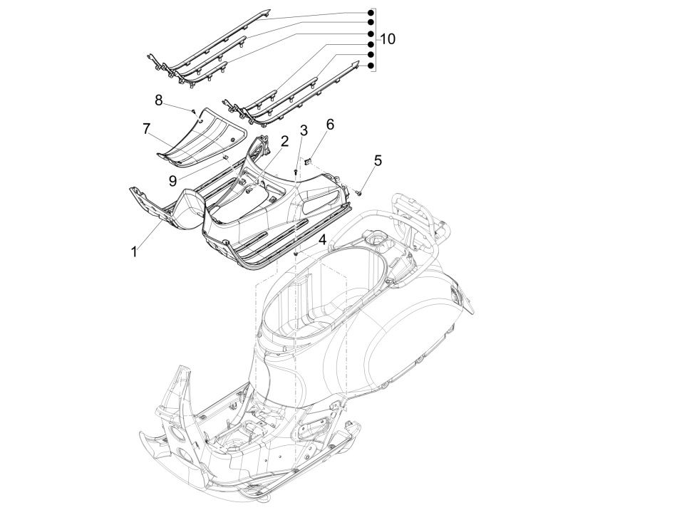 Podnóżek Vespa GTS 300 HPE 4T 4V IE ABS E4 2019 (EMEA)