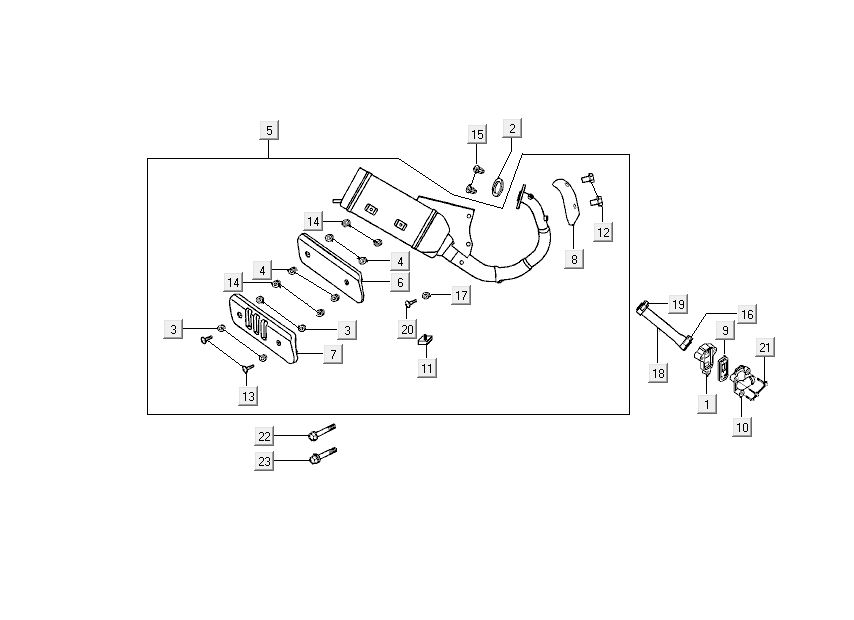Exhaust Kymco DJ 2-suwowy Srebrny