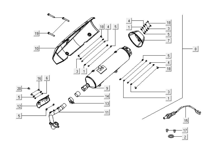 Wydech Kymco Downtown 300i ciemnoszary
