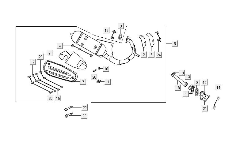 Wydech Kymco ZX 2t ac srebrno-pomarańczowy