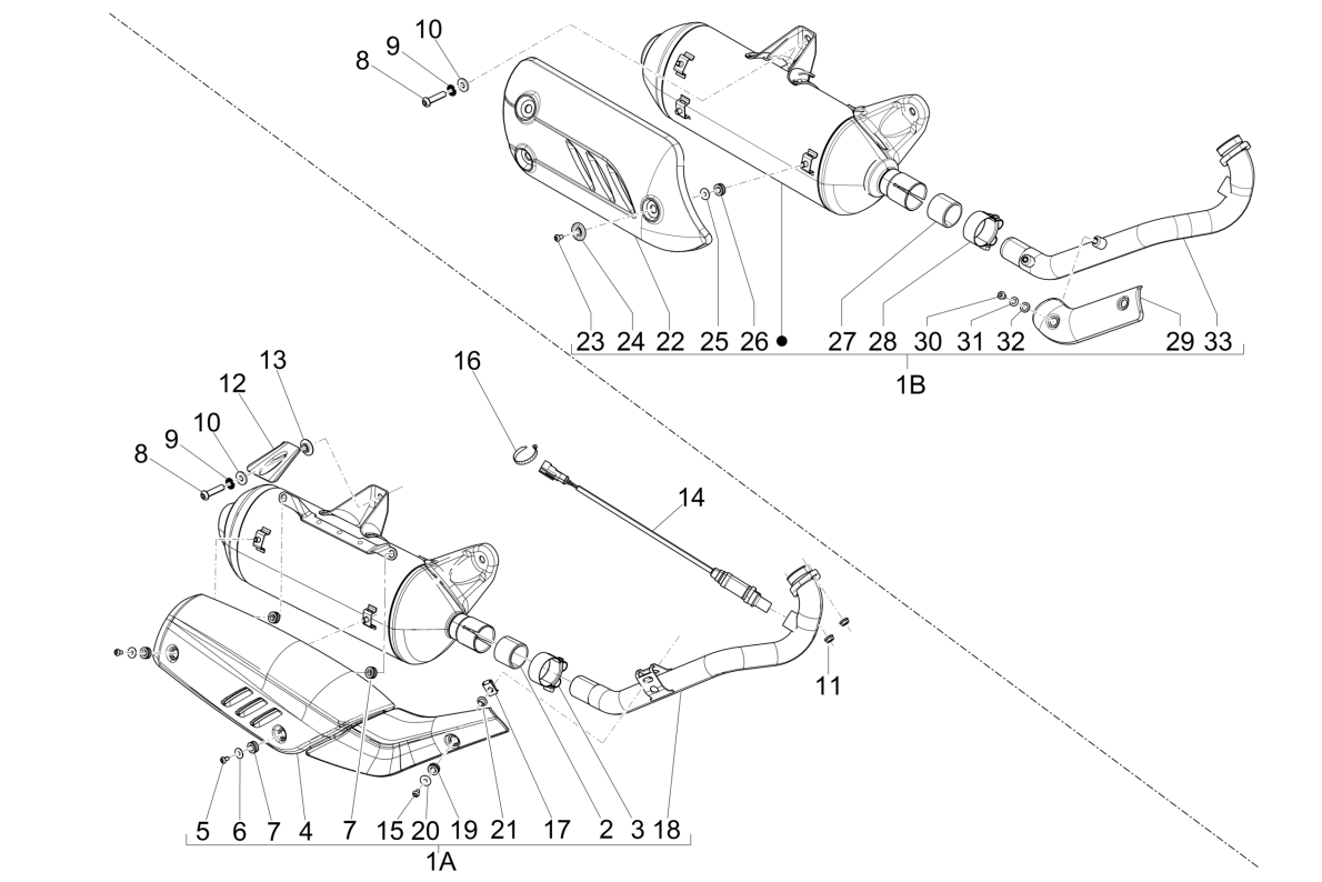 Wydech Piaggio Beverly 125 RST 4T 4V IE E3 2010-2015 (EMEA)