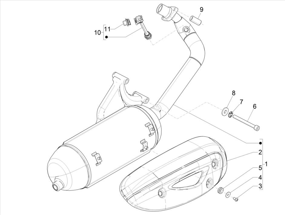 Piaggo Zip 4-suwowy układ wydechowy (wtrysk euro5 IGET)