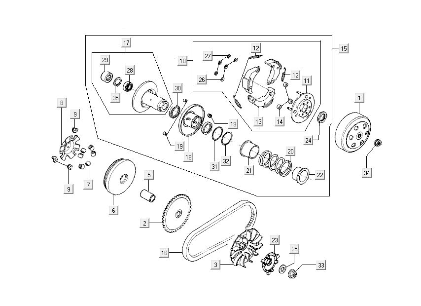 wariator-sprzęgło pas klinowy Kymco Sento 4-suwowy Spring Biały