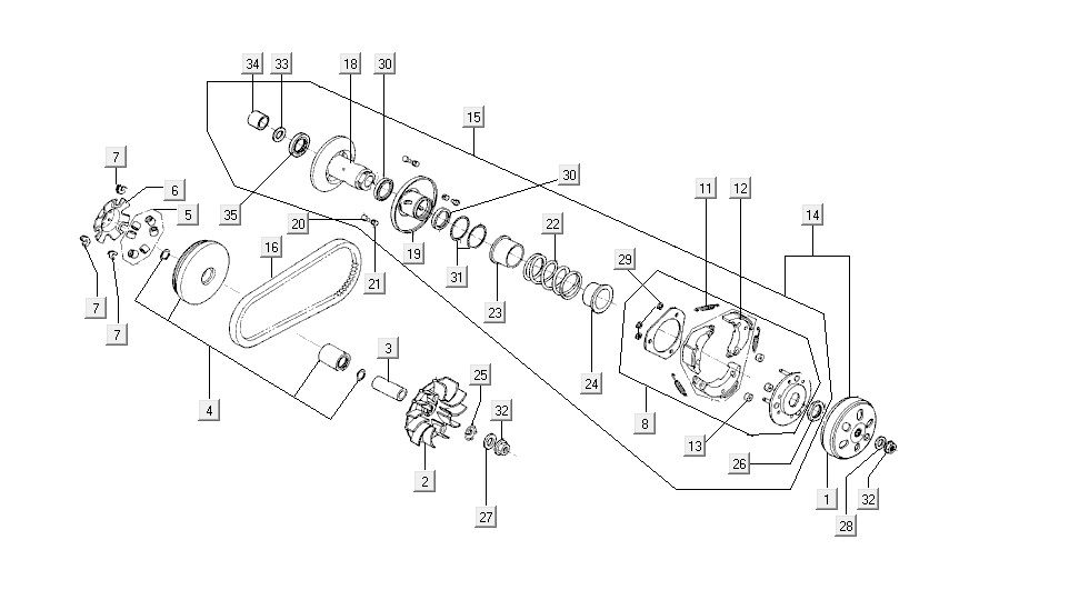 sprzęgło wariatora AGILITY 16+ 4T 200i Mat Metaliczny Jasnoniebieski