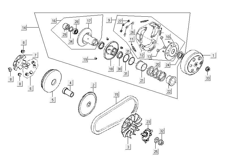Sprzęgło wariatora Kymco Carry 4-suwowy wtrysk euro4 połysk czarny