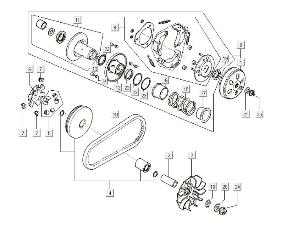 Variator - Sprzęgło Kymco Like 200i Czarne